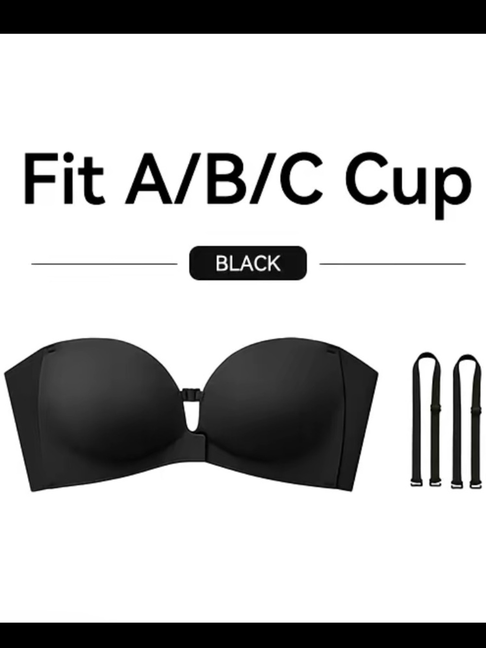 Womens Strapless Front
Closure Bra Push Up Lift Bra Padded Add Cup Non Slip Anti